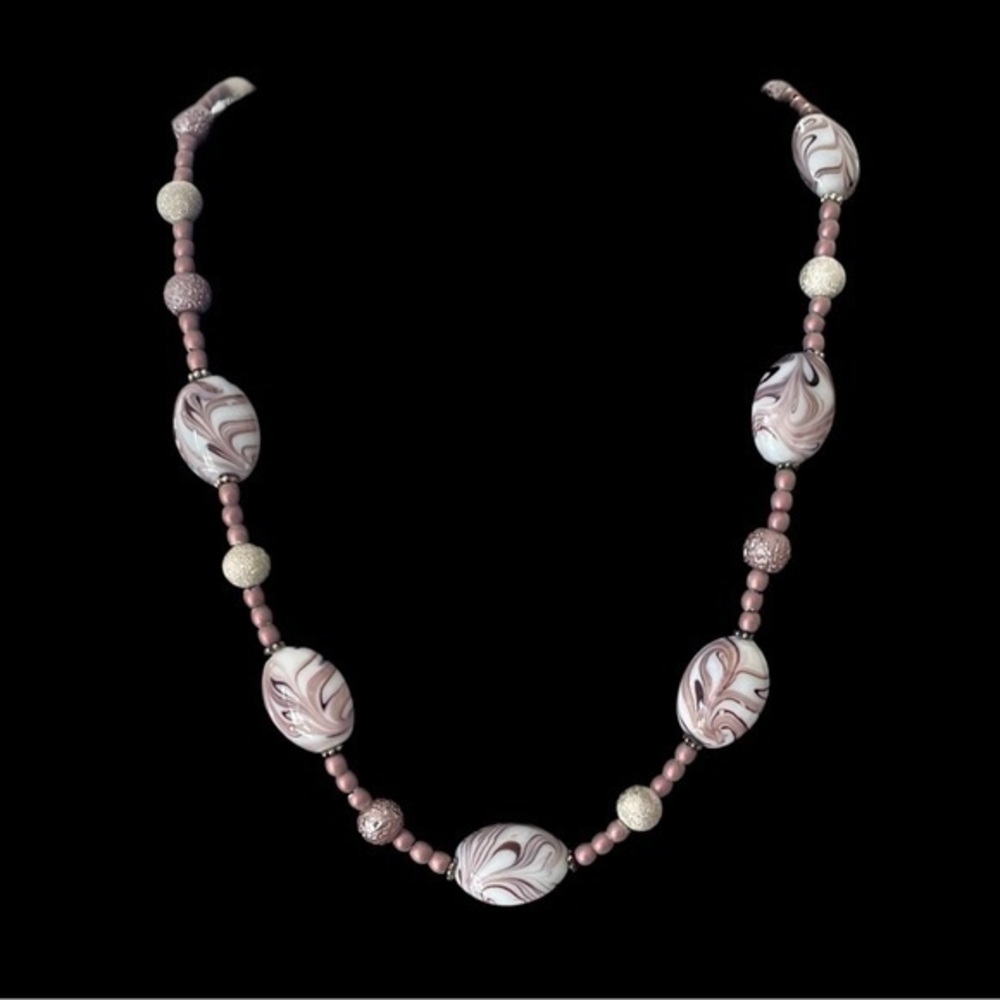 Elegant Lilac Glass Beaded Necklace